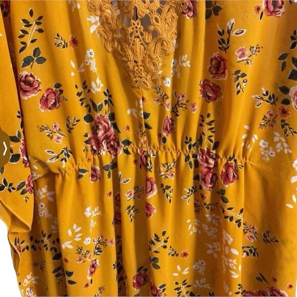 No Boundaries Juniors Golden Floral Kimono Top Size L - Picture 12 of 13
